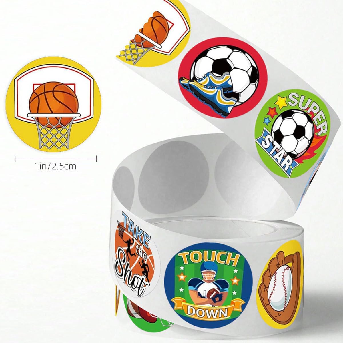 500 PCS Ball Sports Roll Stickers, 8 Styles Waterproof Vinyl Sports Decals for Skateboard, Fridge, Laptop, Phone, Luggage, Trendy Stickers for Teens, Adults, Boys and Girls (Ball Games)