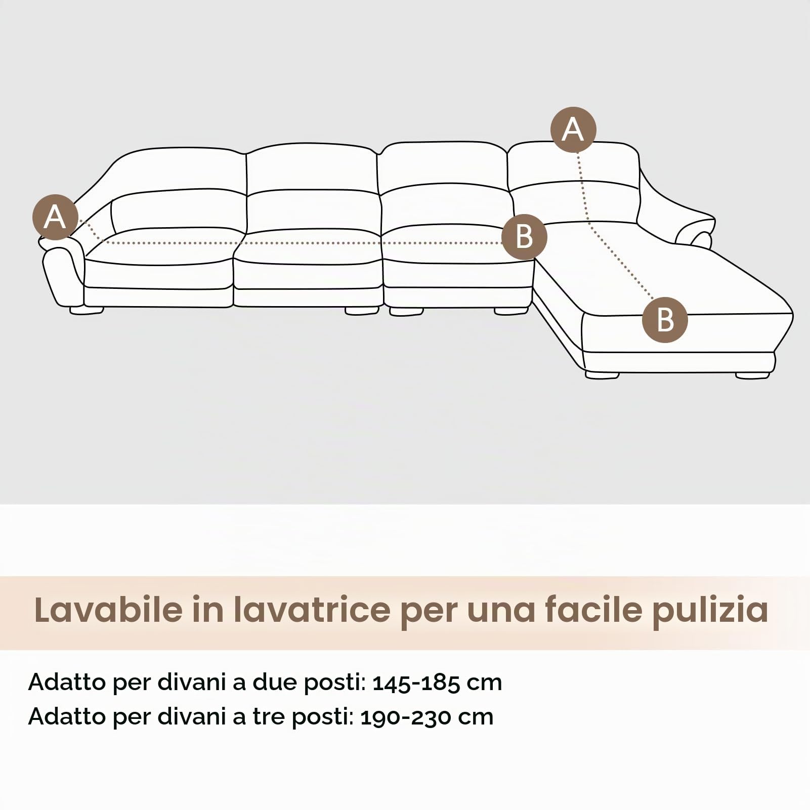 Ejoyous copridivano a L angolare elastico 3+2 posti, universale, elasticizzato, per soggiorno, camera da letto, lavabile (Grigio)