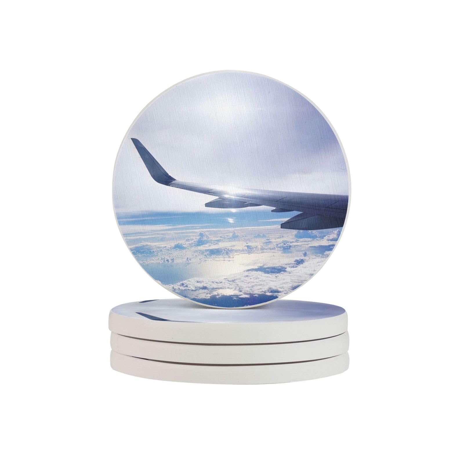 Décoration avion azur en diatomite : dessous de verre thermique 4 pouces pour table et bureau