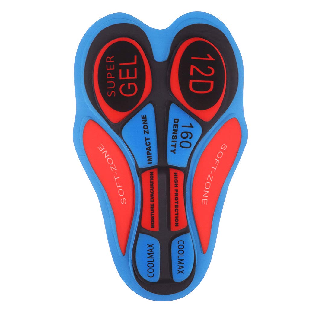 B Baosity Atmungsaktiv Gel-Polster 3D Pad Gel-Polsterung für Radhose Radlerhose Fahrradhose Fahrradbekleidung Kissen - 12D Rot