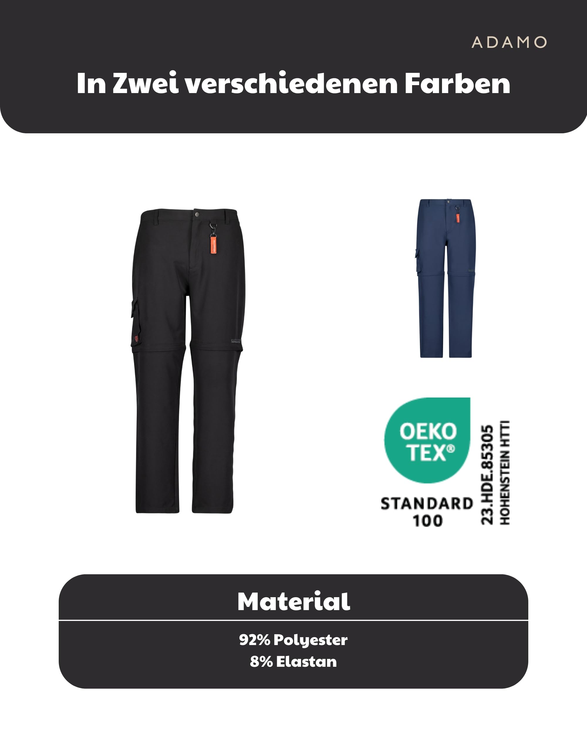 ADAMO Outdoor Zipp-Off-Hose für Herren in Übergrößen bis 12XL