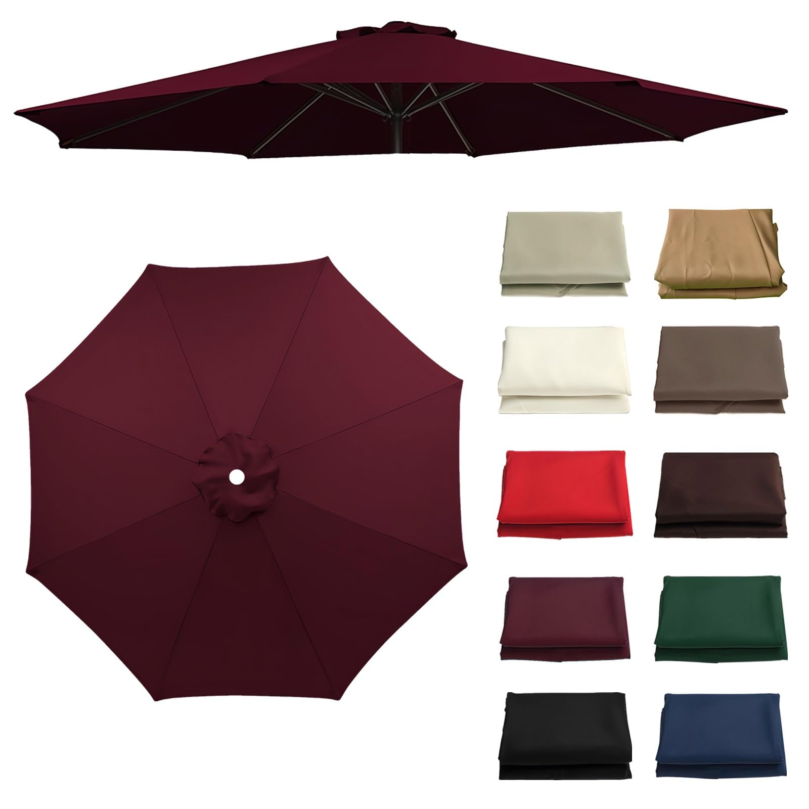 Umbrella Replacement Canopy, Polyester Fabric Replacement Canopy, UV Protective Parasol Canopy Cover, Replacement Parasol canopy, 6/8 Ribs Umbrella Garden Parasol Canopy Cover(Dark Red,6 ribs: 2m/6.6f