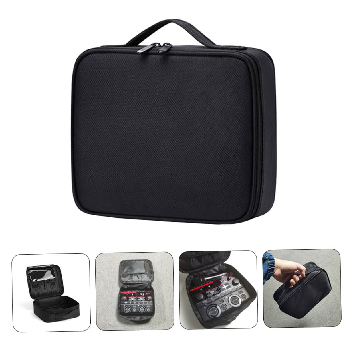 Borsa Portatile per Stoccaggio Effetto Audio Materiale Nero, Comoda e Adatta per Microfono in Performance All'aperto