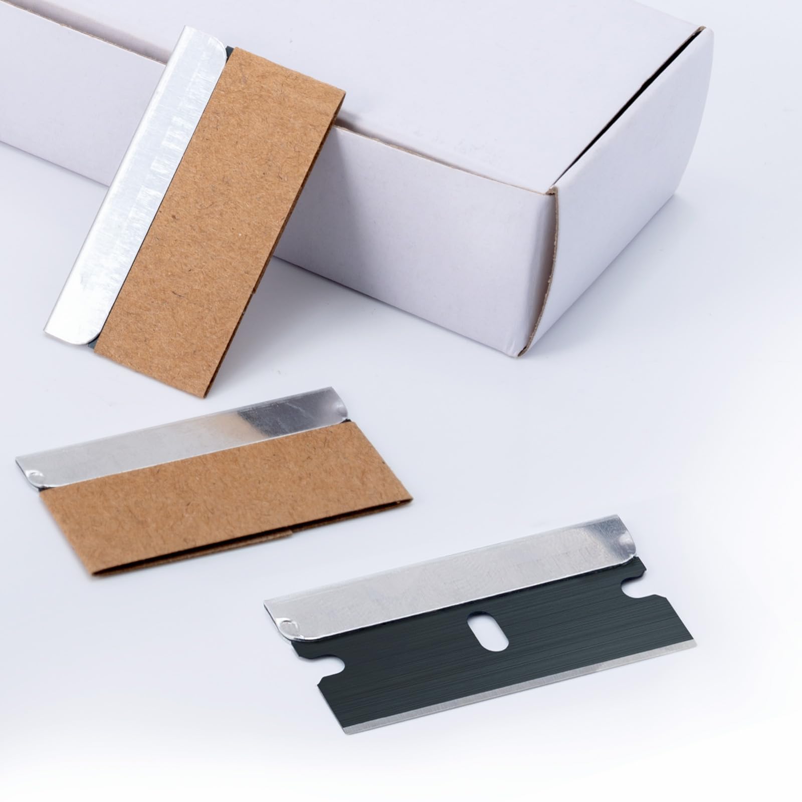 FOSHIO 100Pcs Lame di Ricambio per Raschietti, Acciaio al carbonio nero Raschietto Razor Blade Spatola, Rimozione Adesivo in plastica, Rimozione della Colla in Vinile