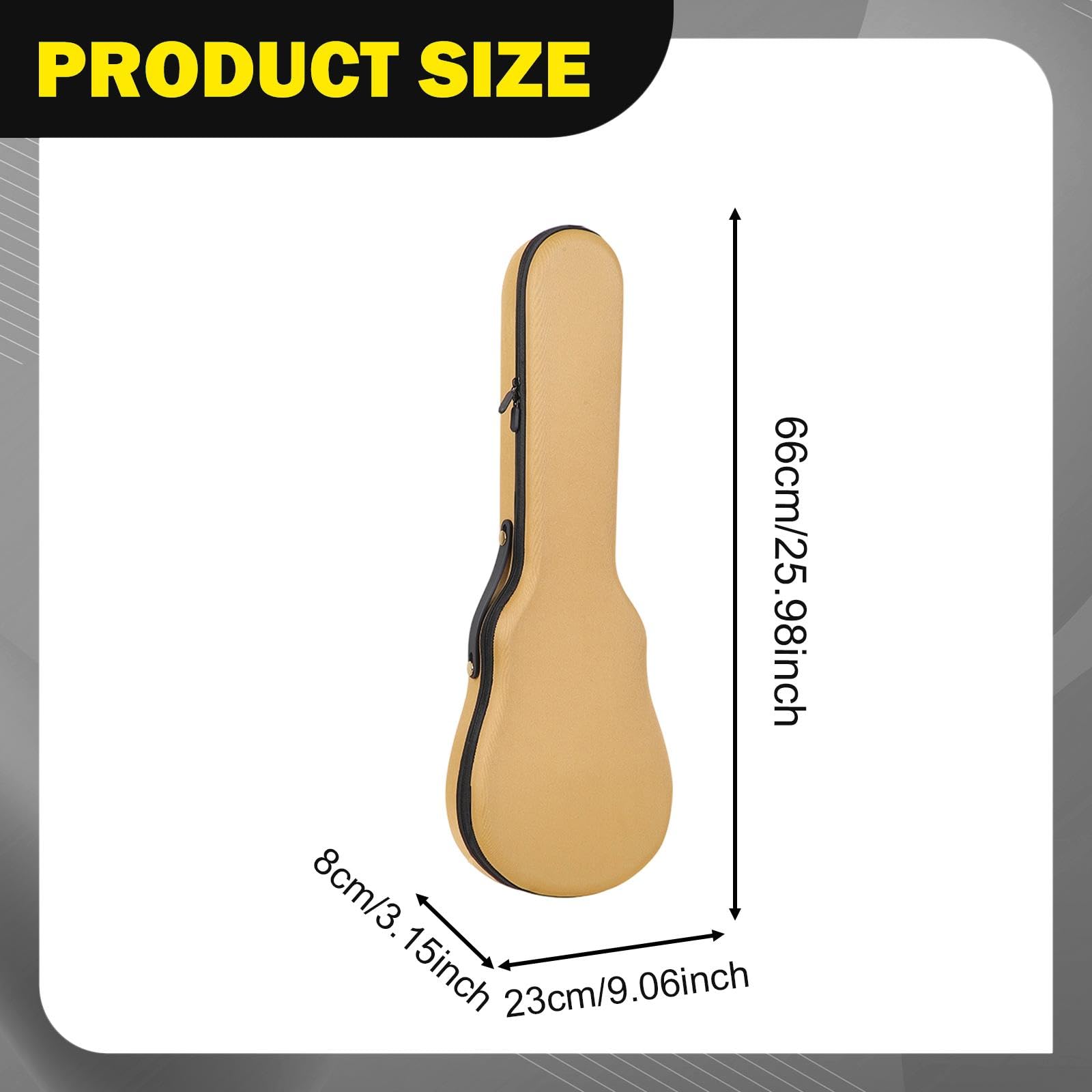 Ukulele Valise Rigide Sac Transport Étui Instrument Épaisseur 8mm Mousse EVA Tissu Tricoté Résistant Poignée Silicone Convient Au Rangement, Kaki
