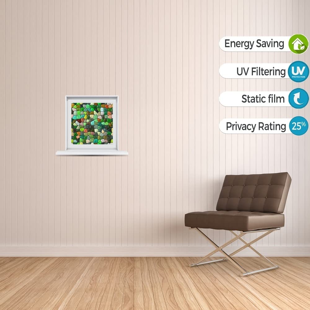 Windowpix 12 x 12 Aspen Revival Pattern Window Film Static Cling Film UV Filtering Energy Saving