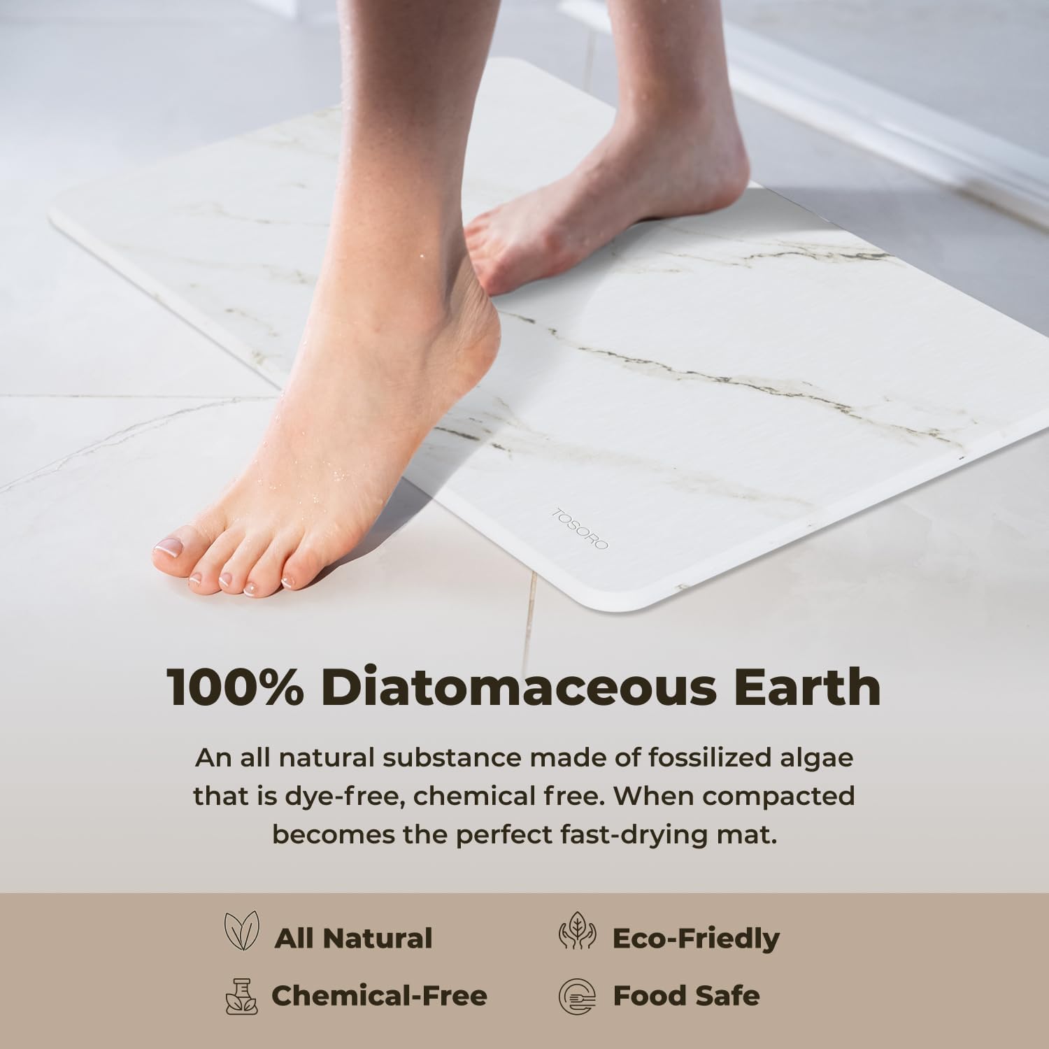 Stone Bath Mat Diatomaceous Earth Shower Mat Non-Slip Super Absorbent Diatomite Stone Bath Mats for Bathroom Floor Quick Drying Natural Easy to Clean (23.5 x 15) - Sandstone - Image 4