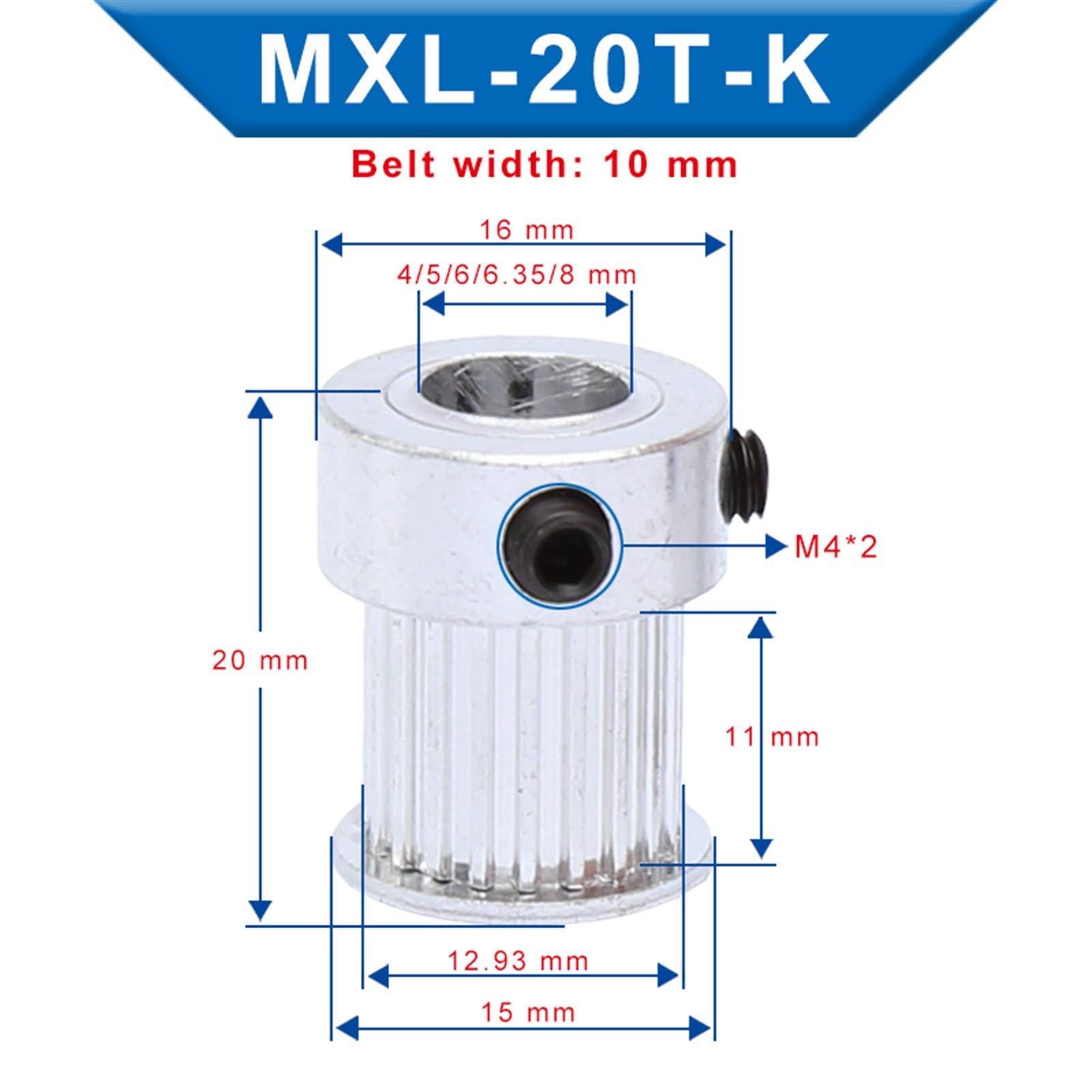 Geeyu ZHaonan-Timing Pulley, 10 Teeth 40 Teeth XL Reduction Timing Belt Pulley Set, Ratio 1:4/4:1 10T 40T Shaft Center Distance 100mm 132XL Belt Gear Kit Timing Belt Pulley, Accurate Size - View #8