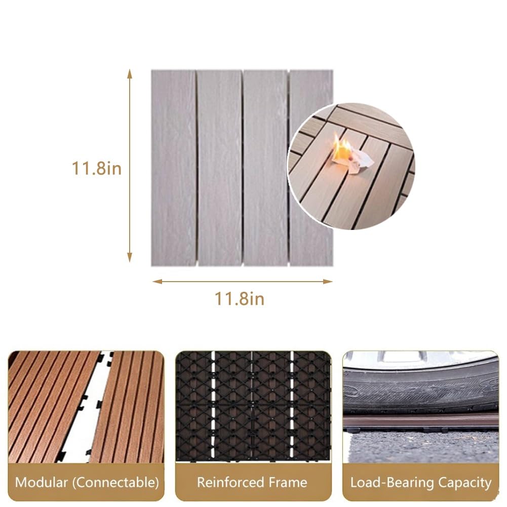 Piastrelle ad incastro per pavimenti esterni, facile installazione e copertura durevole per patio, bordo piscina e balcone