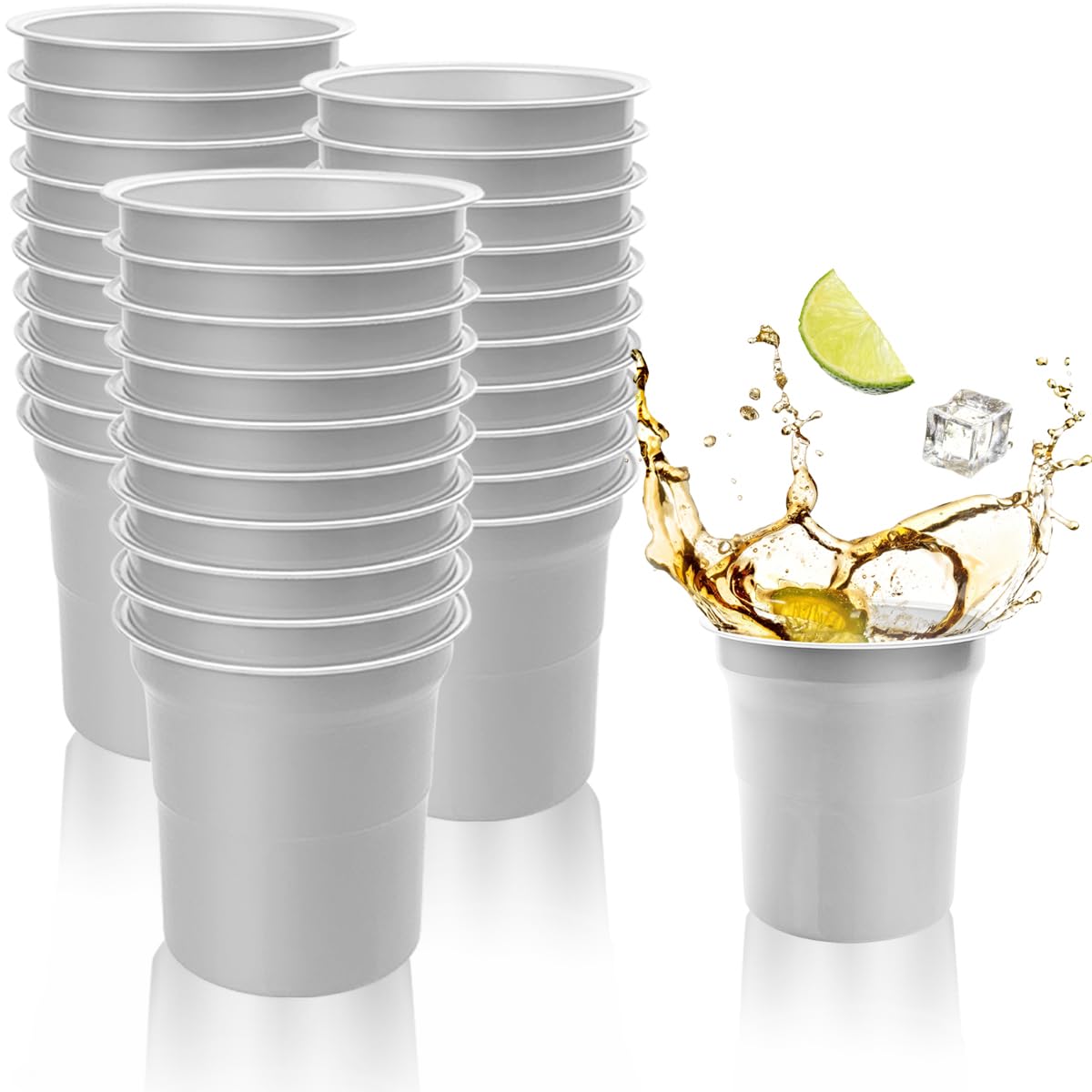 Zansens 30 Pieces Aluminum Party Drinking Cups, 16 Ounce Recyclable Party Cups, Aluminum Multi-Purpose Coffee Cups, Hot and Cold Drinking Cup Beer Mugs for Office Parties Camping Picnics Outdoor