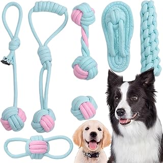 7Pcs Dog Rope Toys for Boredom, Puppy Toys From 8 Weeks Small Dog, Puppy Chew Toys Natural Cotton Dog Tug Toys Puppy Teething Toys for Small Mediuem Large Dogs