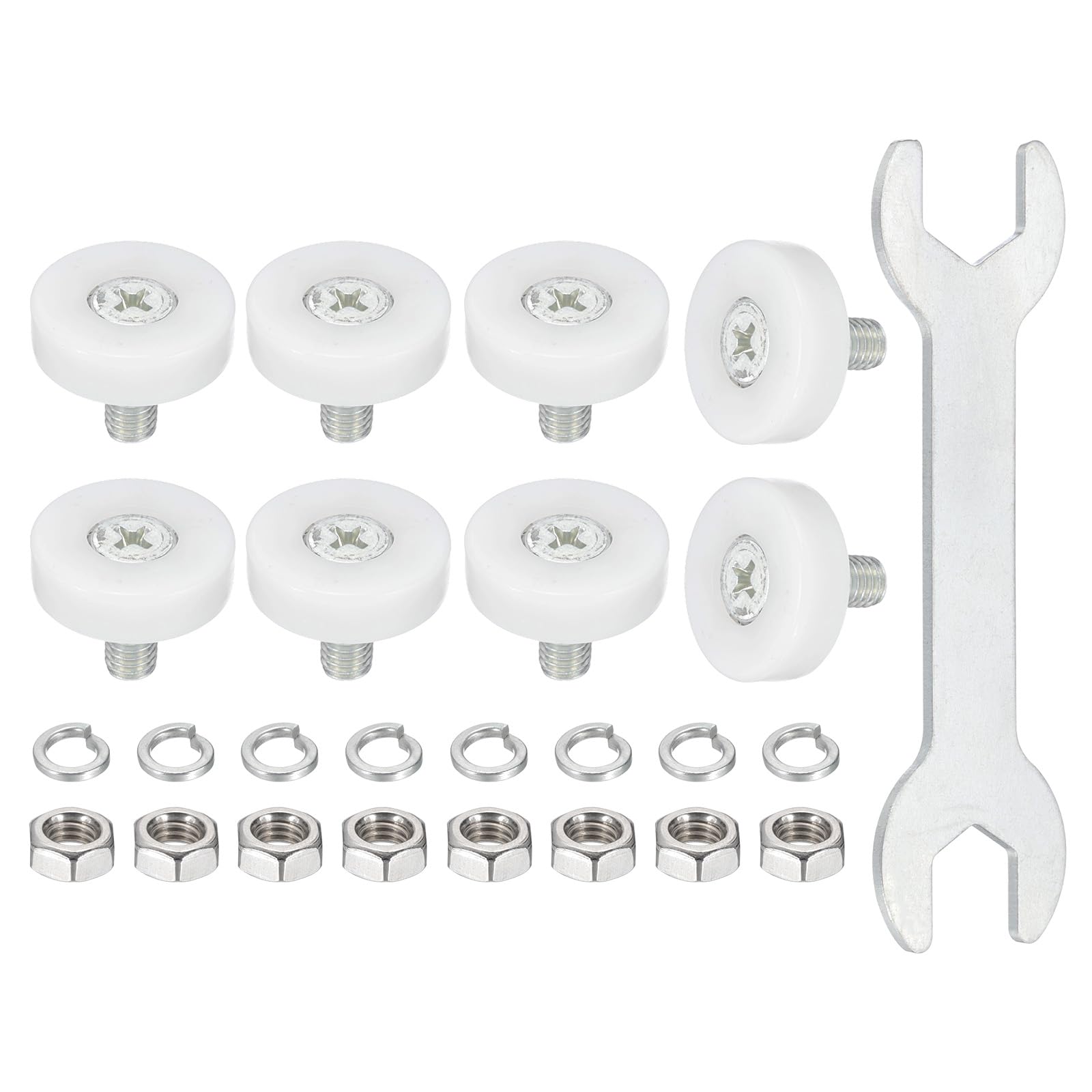 sourcing map 22 mm Drawer Rollers Wheel Cabinet Positioning Sliding with Screw Washer Wrench for File Document Cabinets DIY Replacement Parts White, 8 Pcs