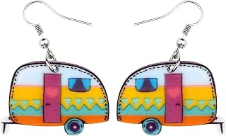 Bonsny Acrylic Drop Dangle Cartoon Funny Camper Van's Camping Car Earrings Jewelry For Women