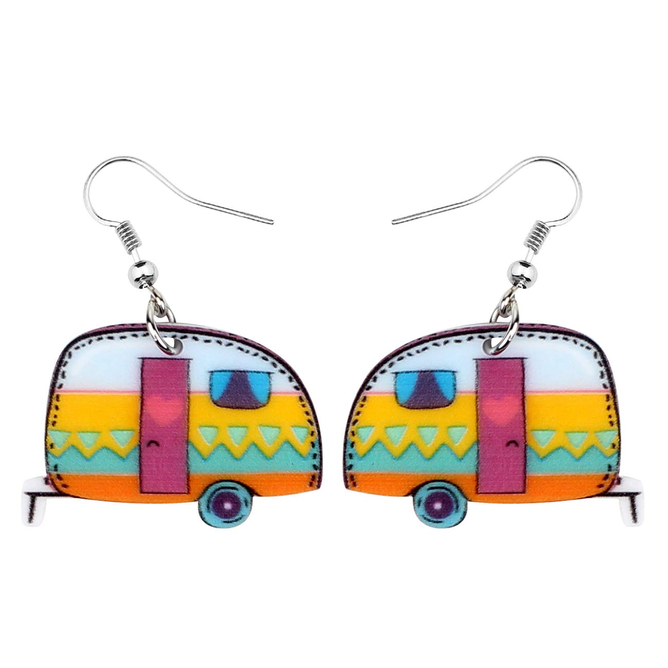 Bonsny Acrylic Drop Dangle Cartoon Funny Camper Van's Camping Car Earrings Jewelry For Women Girls Kids Multicolor