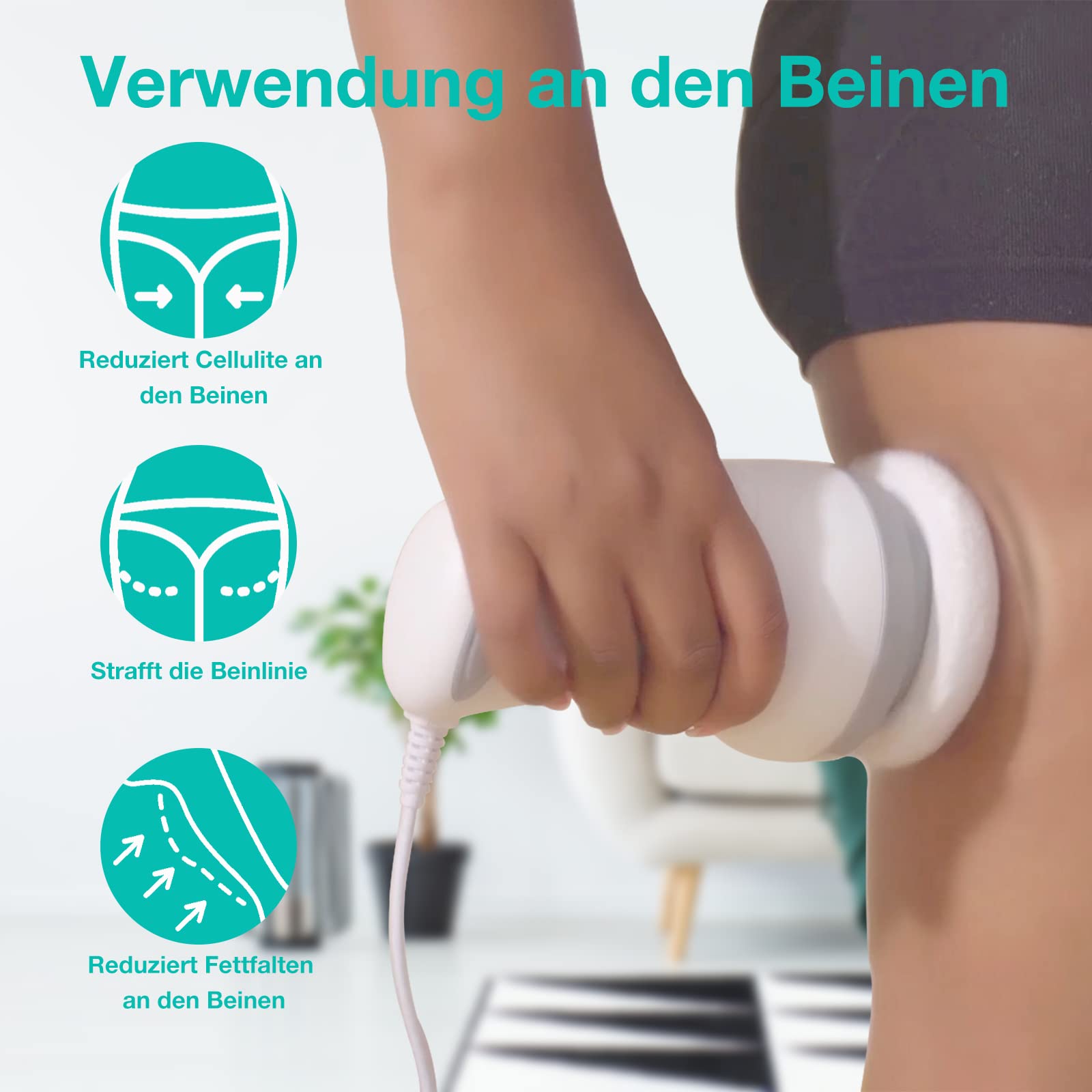 Cellulite Massagegerät Elektrisch, Anti Cellulite Massagegerät für Bauch, Gesäß, Beine, Cellulite-Massage mit 6 Waschbare Pads die Haut Heben, Straffen und Glätten
