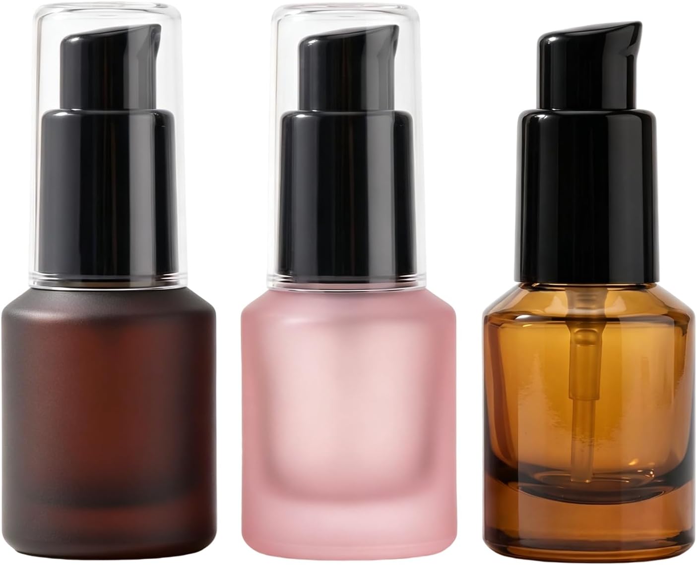 3 Pcs 15ml Glass Travel Pump Bottles Refillable Lotion Toiletries