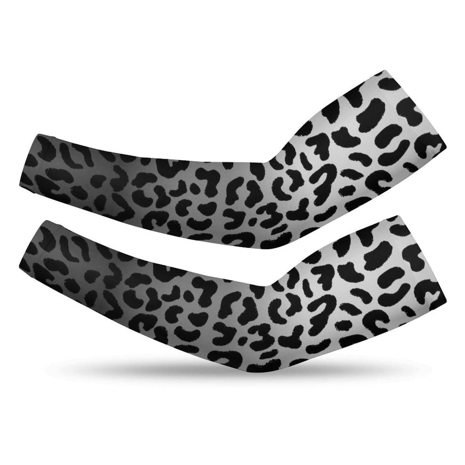 Xmkltbz 1 Pair Cooling Arm Sleeves, Unisex Warmer Spandex Sports Cover Uv Sun Protection for Cycling Golf Running S Print Seamless Black White Gradient Leopard Print 80s 90s Style