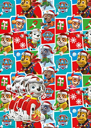 Paw Patrol Lot de 4 feuilles de papier cadeau de Noël, 4 feuilles de papier cadeau Paw Patrol