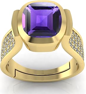todani jems 8.25 Ratti 7.60 Carat Amethyst Ring Katela Ring Original Certified Natural Amethyst Stone Ring Astrological Birthstone Adjustable Ring for Men and Women,s-picture-13