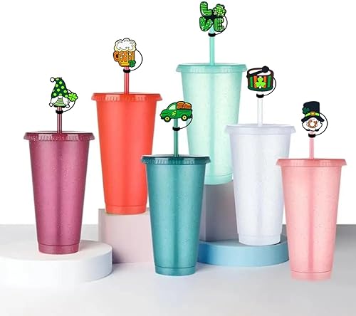 Miniatura 6 de Fundas de popote de silicona para la copa Stanley, cubierta de paja del día de San Patricio, cubierta de paja de trébol Stanley, compatible con