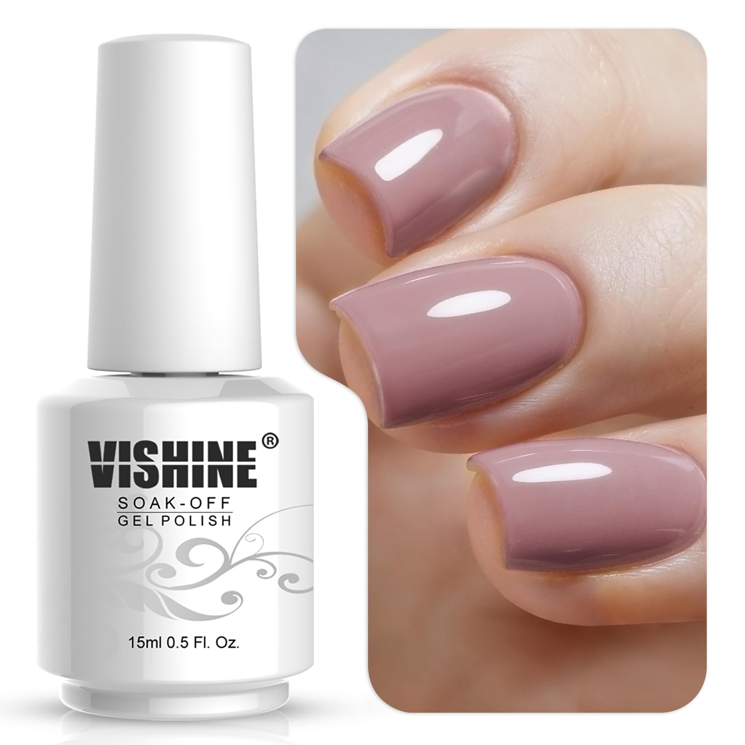 Gelpolish Gel Nail Polish Lacquer Shiny Color Soak Off UV LED Professional Manicure Taupe (1579)