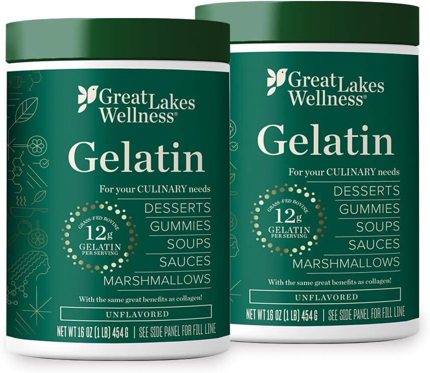 Great Lakes Wellness Collagen Peptides Powder for Skin, Hair, Nails, Joints & Digestion - Unflavored - Quick Dissolve Hydrolyzed, Non-GMO, Keto, Kosher - 16 oz - 2 Pack - Packaging May Vary