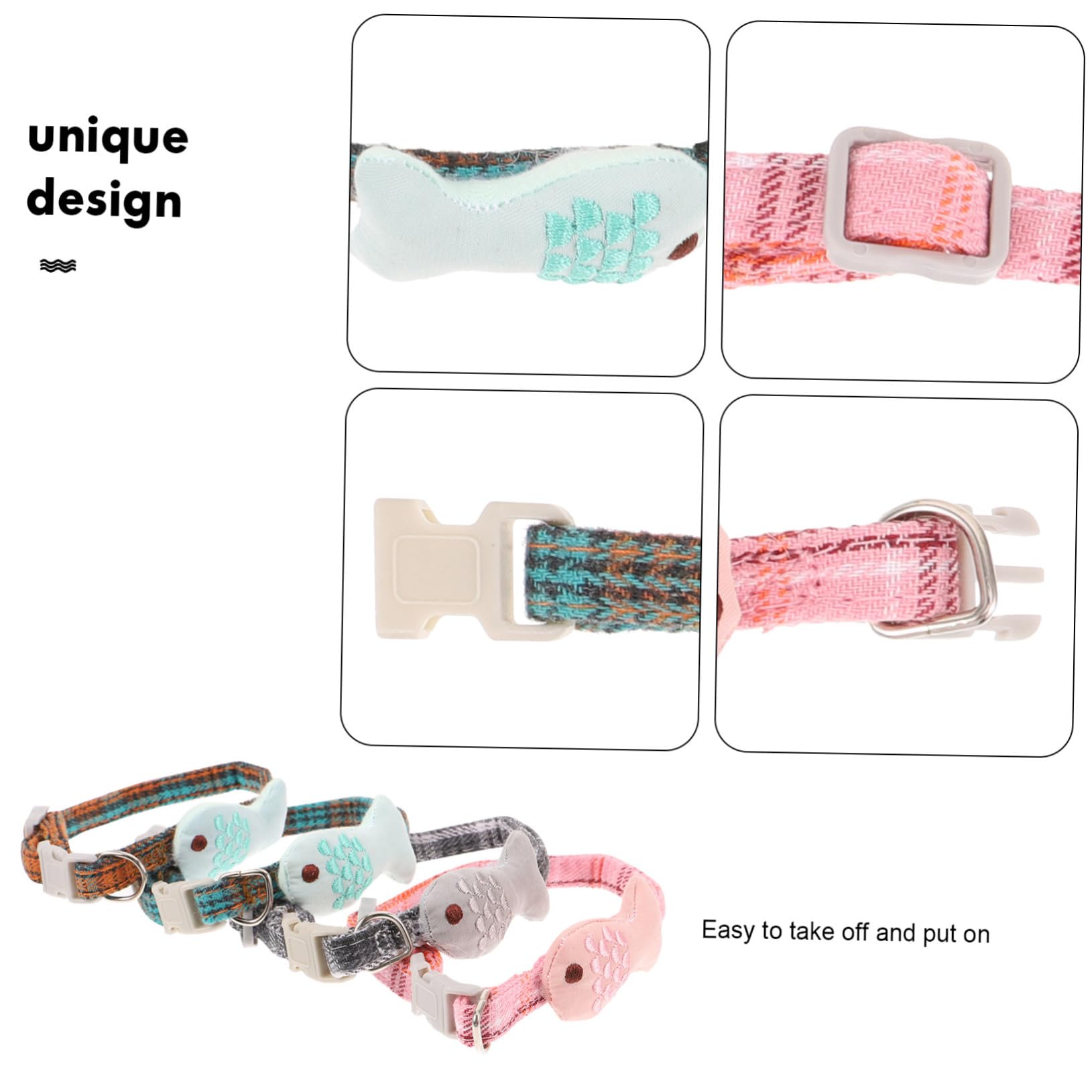 VANZACK 12stücke Teiliges Katzenhalsband-Set Verstellbar Mit Fischform Und Karomuster Für Stilvolle Katzen Mixfarben Leicht Anzulegen Perfektes Accessoire Für Ihr Haustier