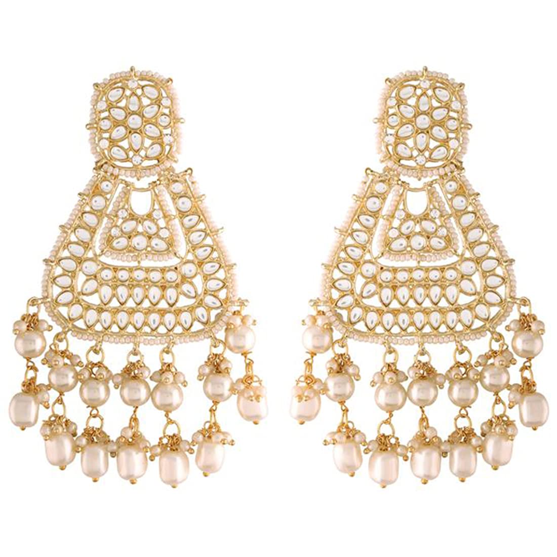 Peora Gold Plated Kundan Chandbali Earrings Glided With Kundans & Pearls for Women (B09HKNH3TF) Amazon Price History, Amazon Price Tracker