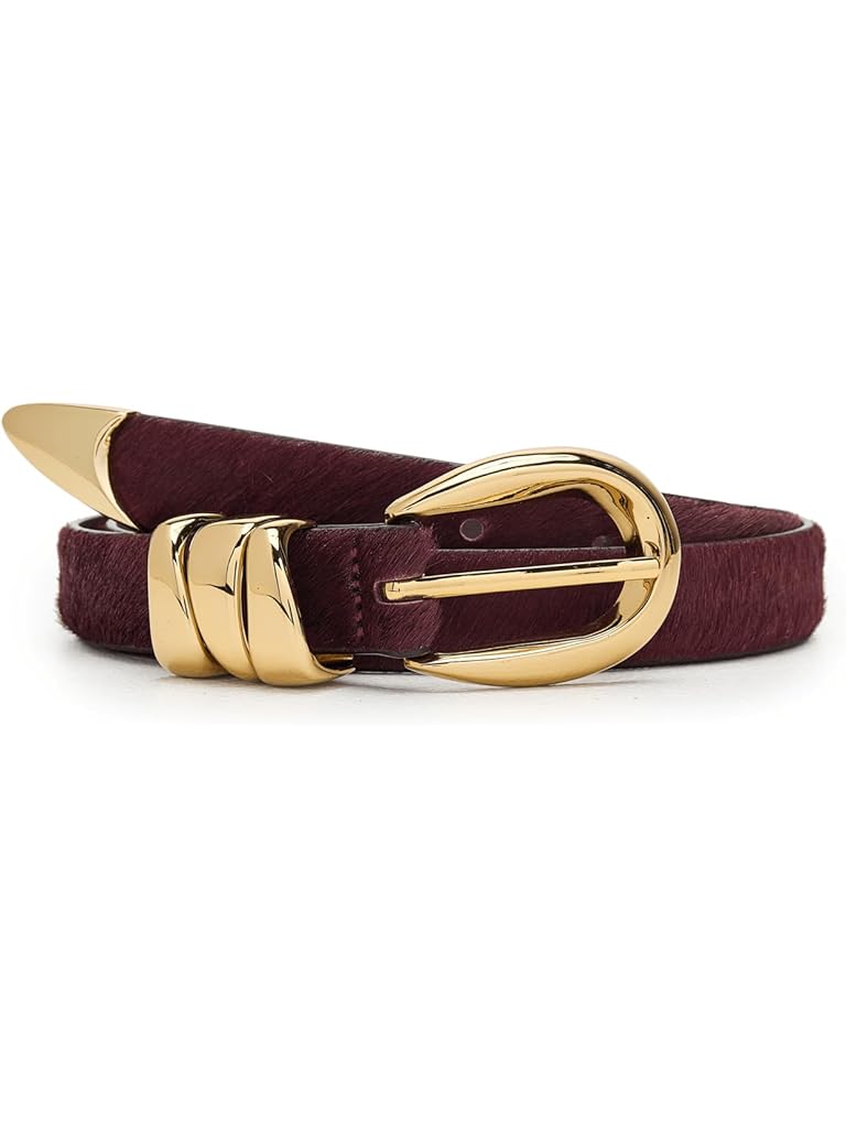 Burgundy Madewell Triple Metal Keeper Belt: Haircalf