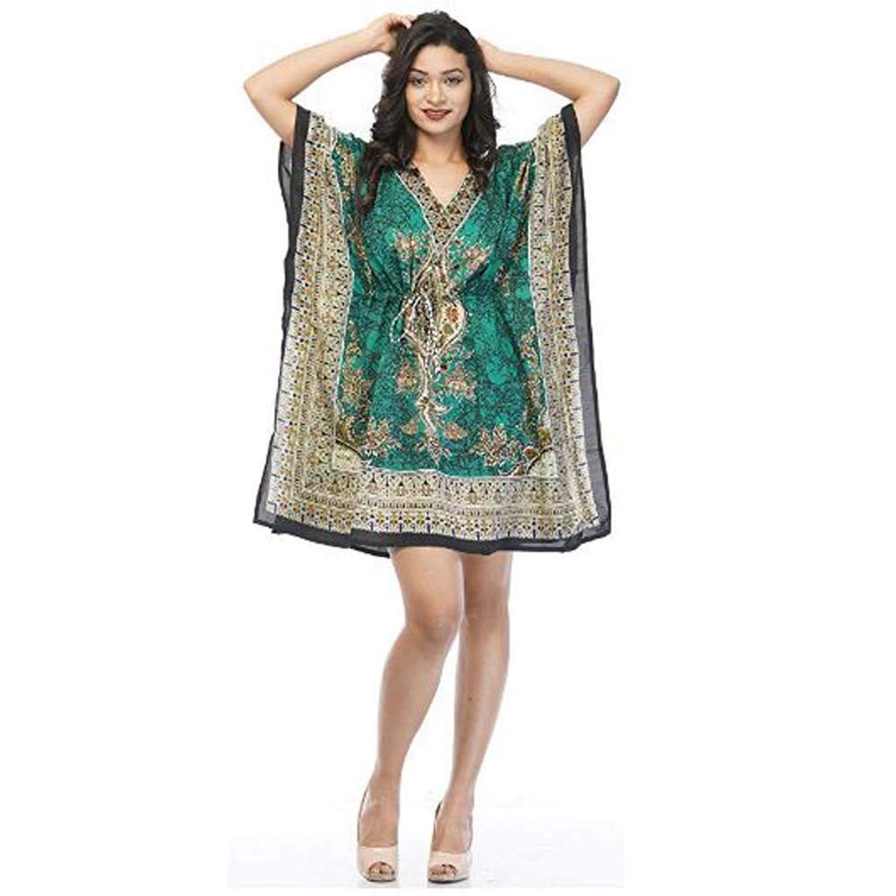 SharvgunTMSharvgun Women's Short Kaftan V-Neck Kimono Tunic, Tribal Ethnic Print, Kaftan Beach Maxi Dress One Size