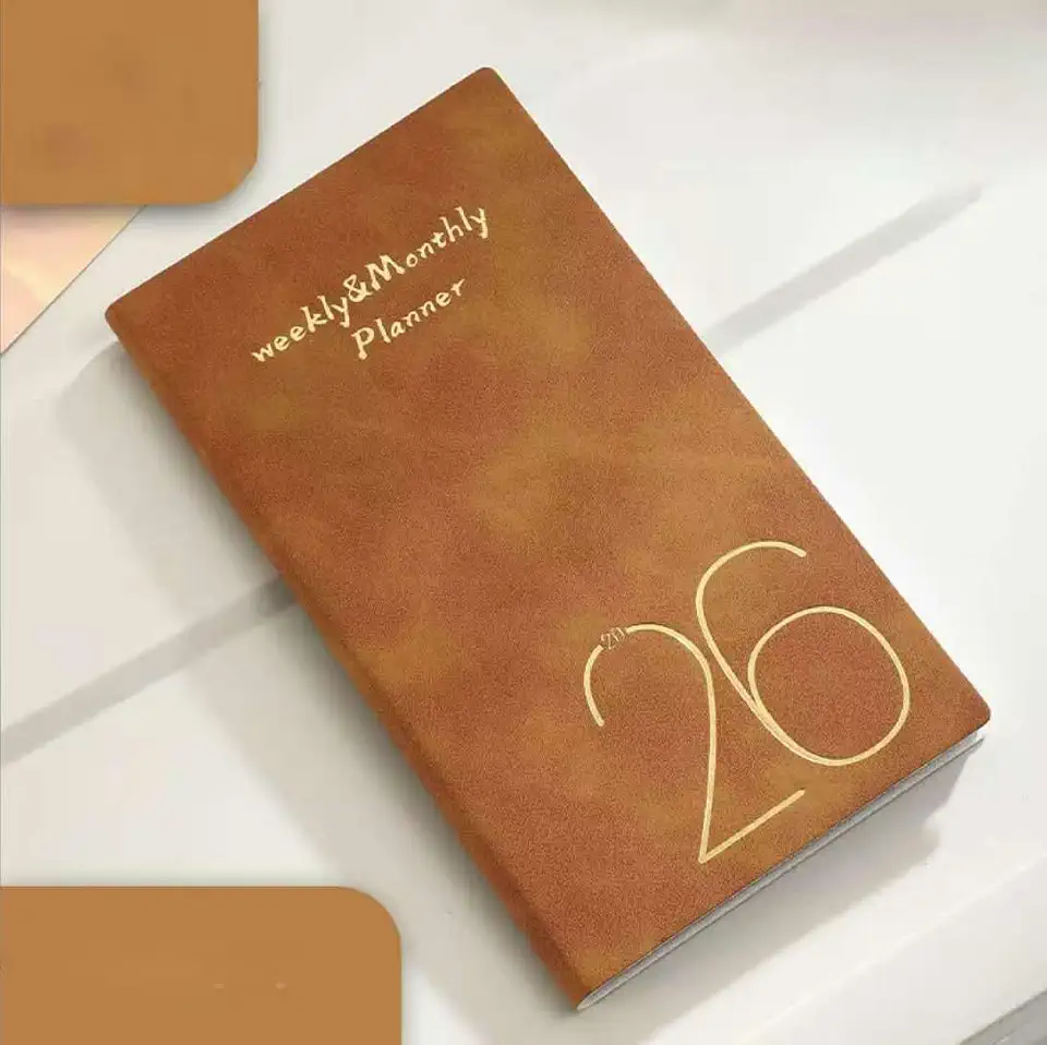 2026 Weekly/Monthly Planner Slim Calender Notebook, Brown