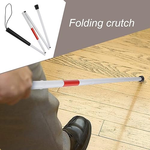 Miniatura 5 de Bastón plegable de aleación de aluminio para caminar de 4 secciones para personas con discapacidad visual ciegas y ancianas, senderismo