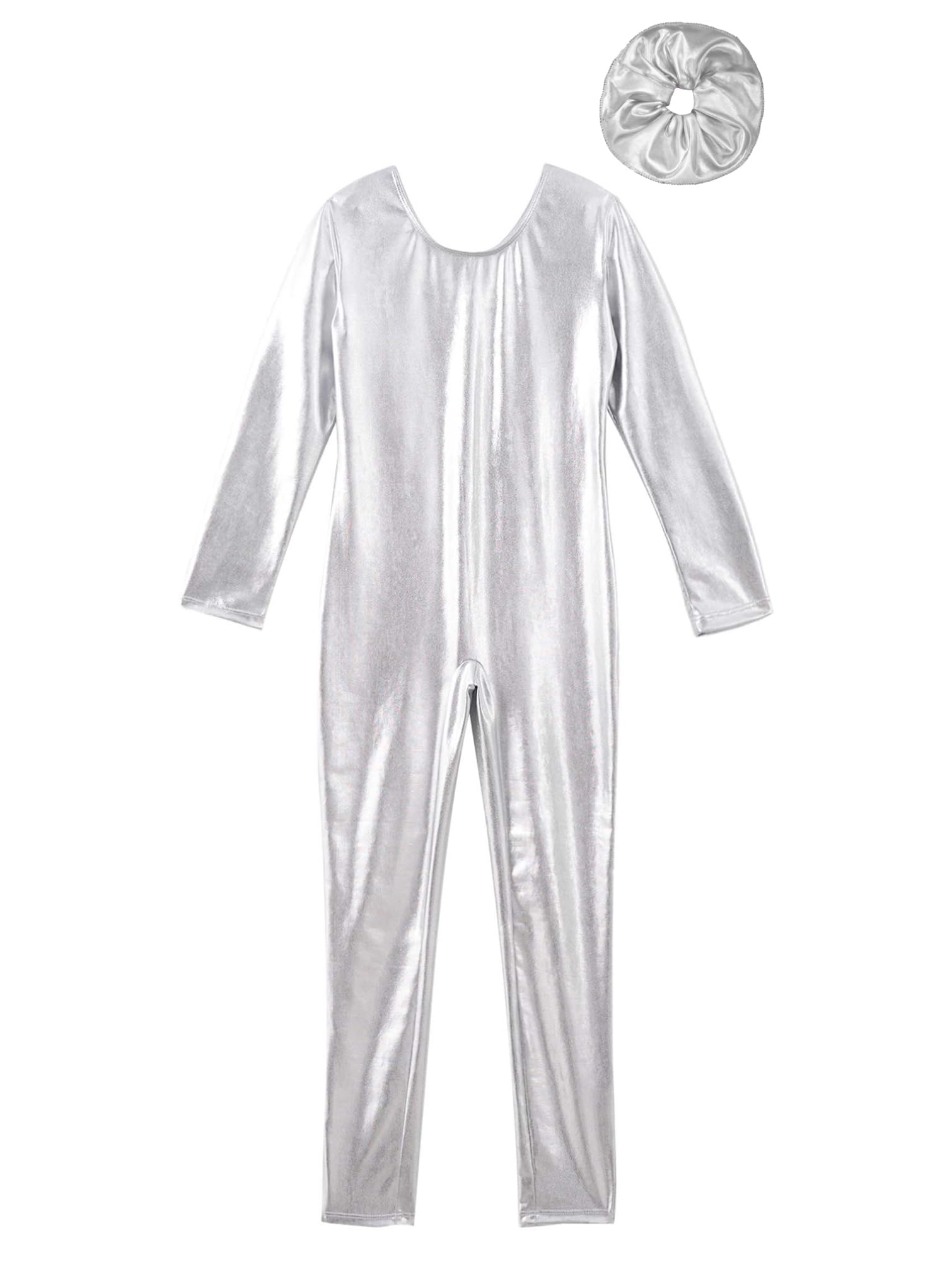 Maillot Manga Larga Metálico Elástico para Niñas Danza Gimnasia Patinaje Artístico 3-12 Años