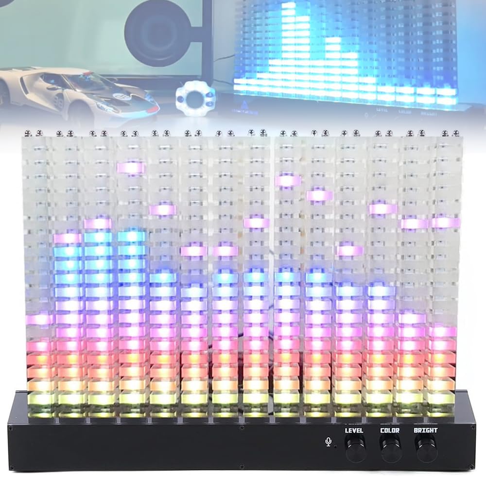 14-Band-Grafik-Equalizer mit Spektrumanalysator, hochklares LED-Display für verbesserte Audiovisualisierung, ideal für Musikliebhaber und Toningenieure