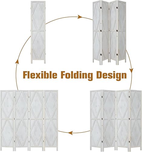Miniatura 6 de Kinfant Divisor de habitación de 4 paneles, pantalla de privacidad plegable de 6 pies, divisor de habitación independiente, divisor de privacidad
