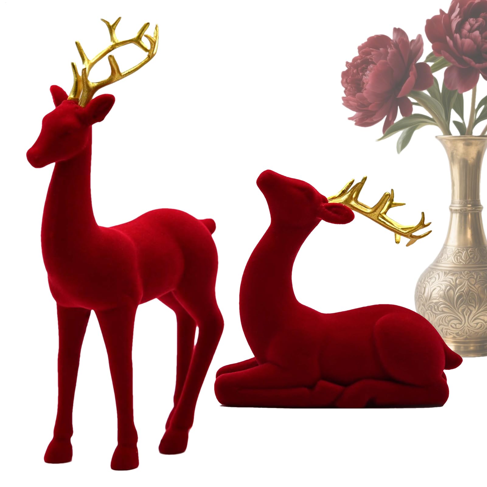 Renne de Noël anti-chute : statuette d'élan stable pour table et meuble