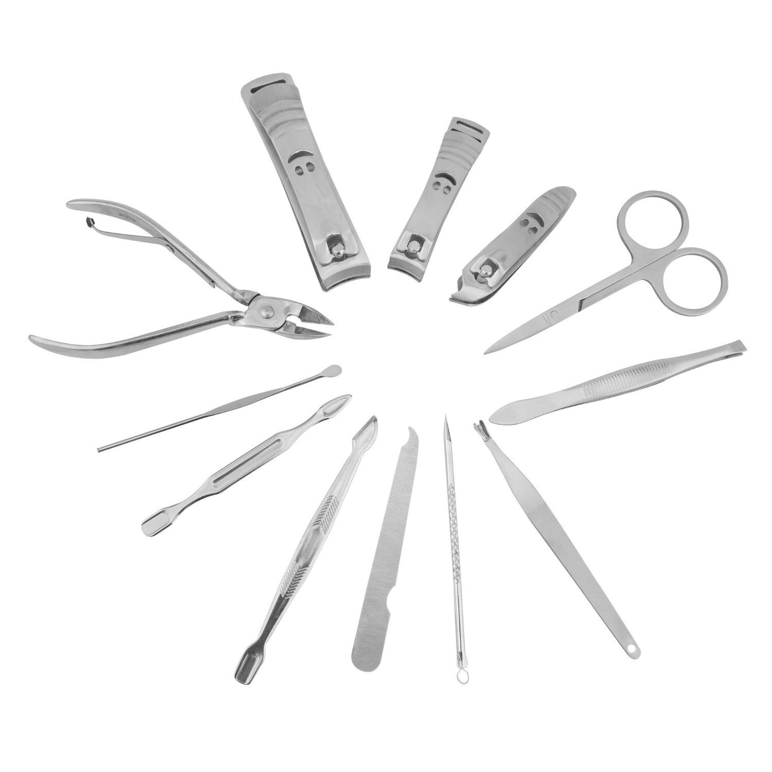 12-in-1 Stainless Steel Manicure/Pedicure Ear Pick Nail-Clippers Set