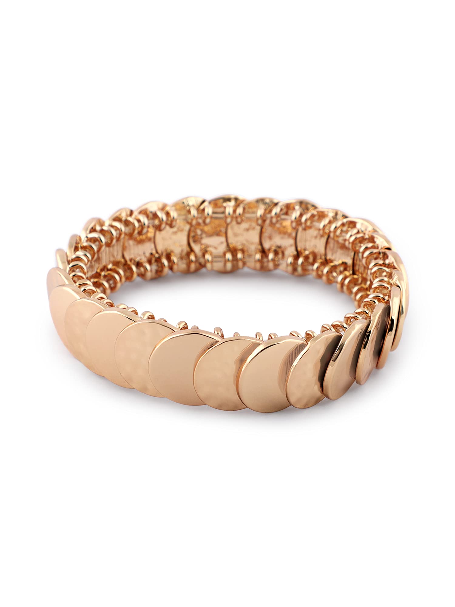 ZAVERI PEARLS Gold Tone Classy Textured Metal Stretch Bracelet For Women-ZPFK14923 (B0BG8M14LJ) Amazon Price History, Amazon Price Tracker