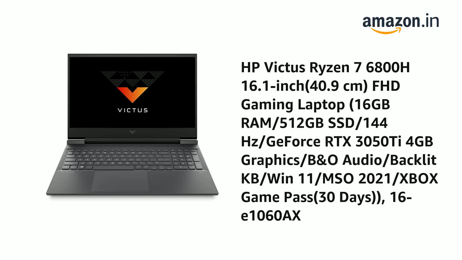Windowsノート本体 HP Victus 16 Ryzen 7 6800H Hp Victus 16-E0360Ax AMD Ryzen 7 5800H, 16 inches at