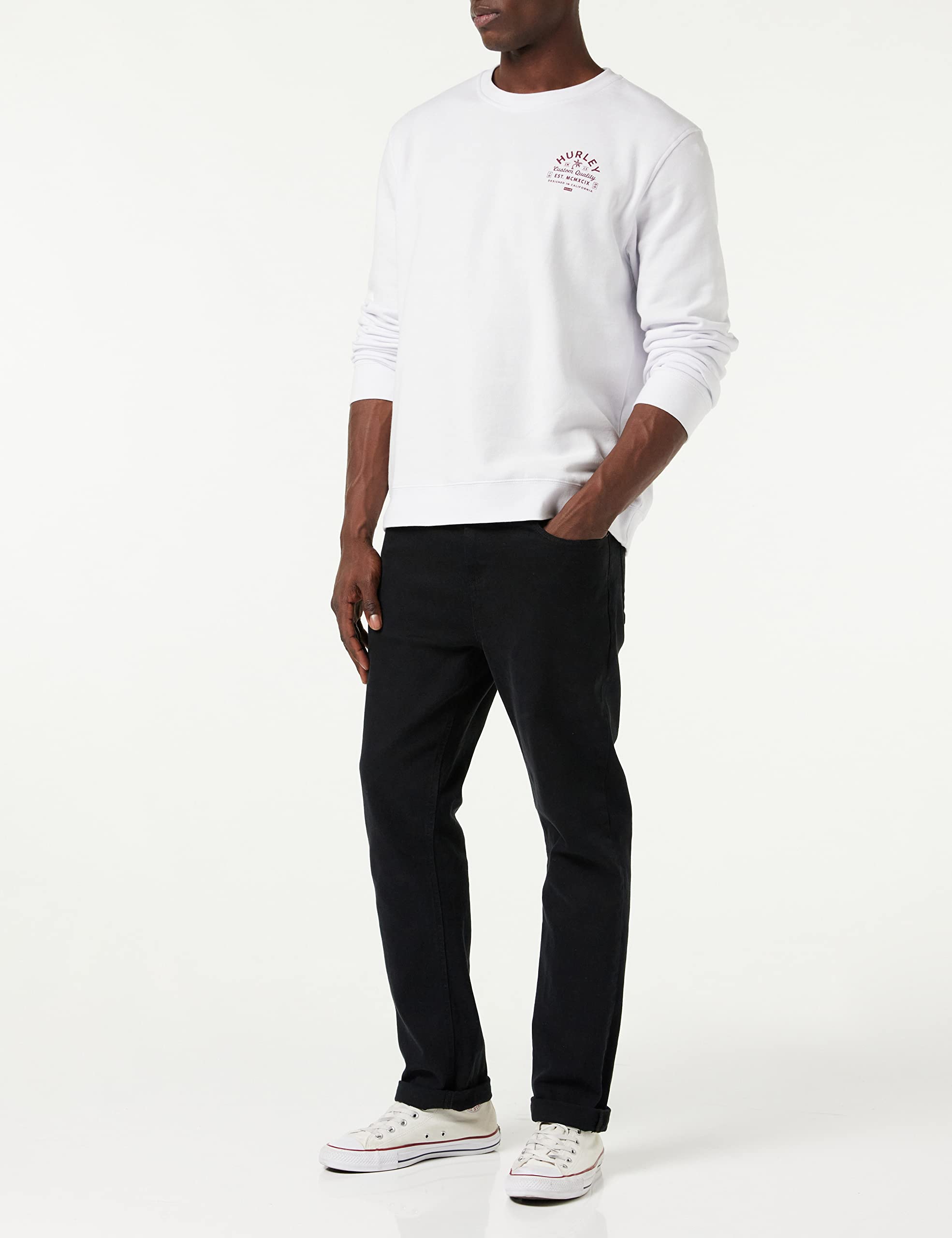 Felpa Uomo Hurley M Custom Quality Summer Crew – Blu, Cotone E Poliestere