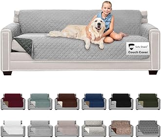Sofa Shield Original Patent Pending Reversible X-Large Oversized Sofa Protector, Many Colors, Seat Width to 78 Inch, Furniture Slipcover, 2 Inch Strap, Couch Slip Cover Throw for Pet, Lt Gray Charcoal