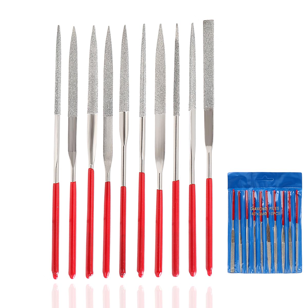 Lot De Petites Limes à Aiguilles Diamantées 140 Mm X 3 Mm, 10 Types De Mini Limes A Aiguilles De Style Mixte Avec Revetement Diamant De Precision 85553243
