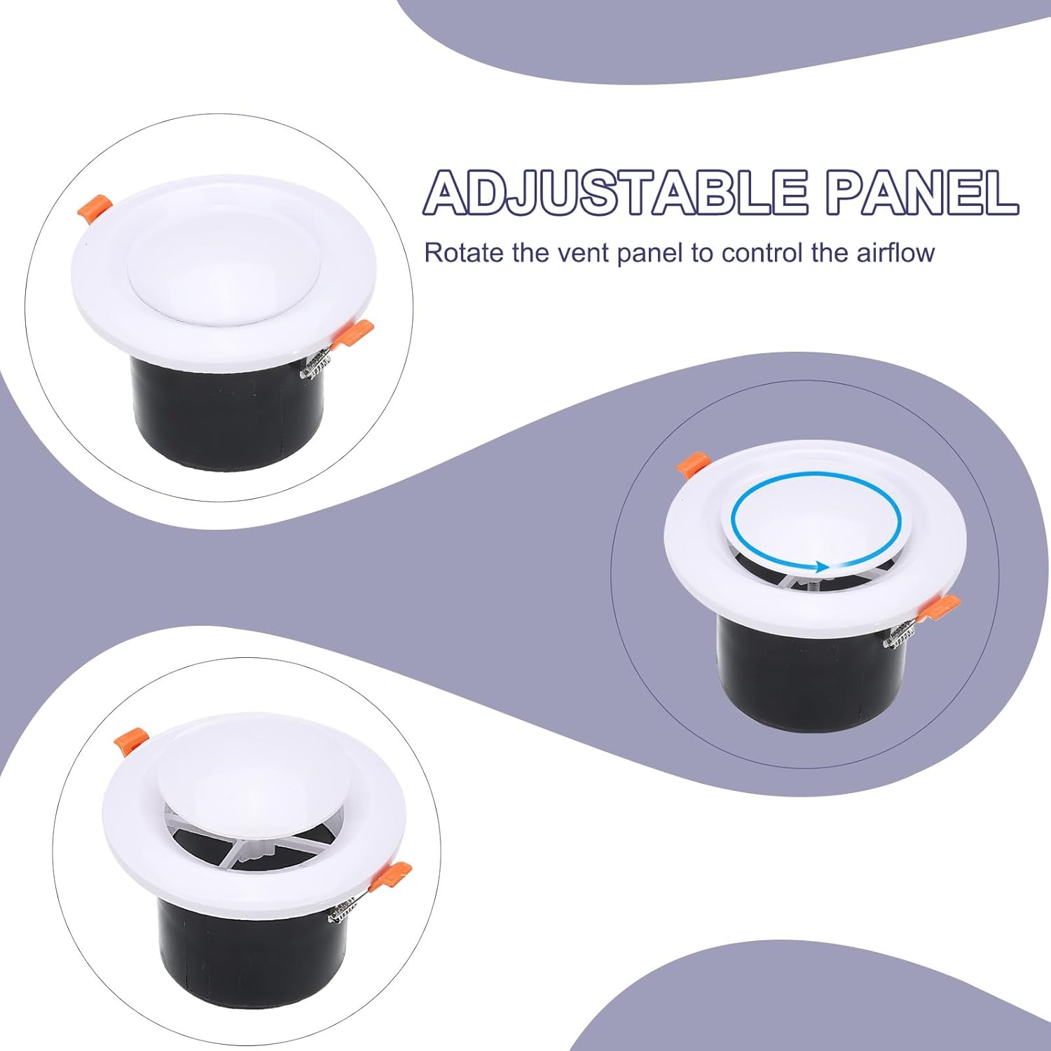 3 Inch Round Air Vent Spring Loaded, ABS Adjustable Soffit Exhaust Vent Cover - Ceiling Wall Mount Air Diffuser for Home, Living Room, Kitchen, Office Ventilation