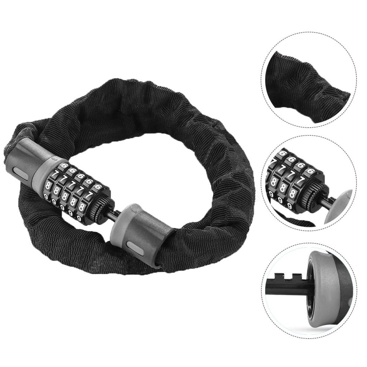 Antivol de Sécurité pour Vélo à Code 5 Chiffres, Chaîne | Acier Allié et Abs, Protection Anti-vol, Revêtement Protecteur, Couleur Noire, Usage Cyclisme Couleur Aléatoire