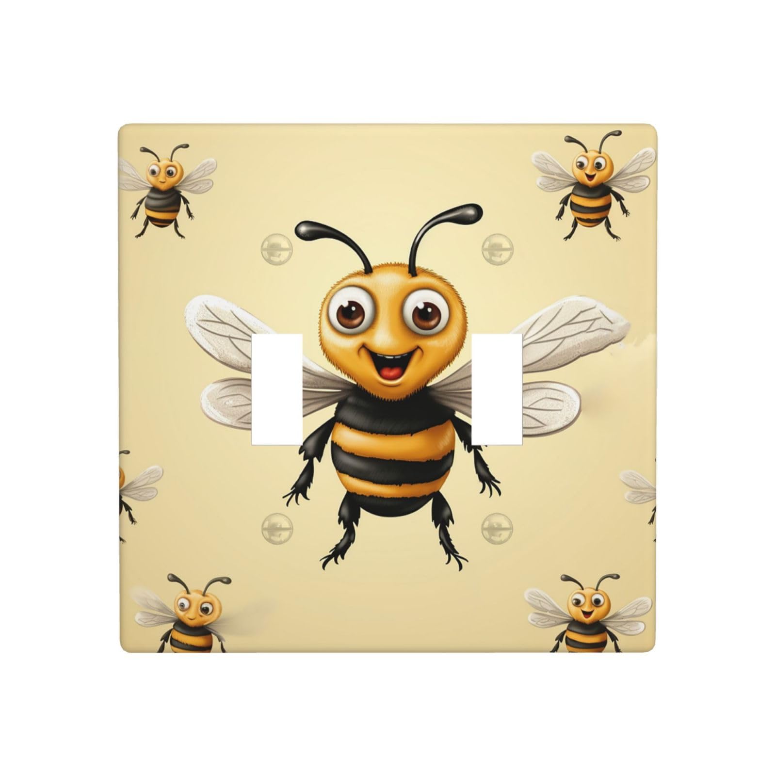 Decorator Double Toggle Light Switch Covers Honey Bee Wall Plate 2-Gang Standard Size 4.5" x 4.5" Double Toggle Switch Wallplate Decorative 2 Gang Wall Switch Plate Covers