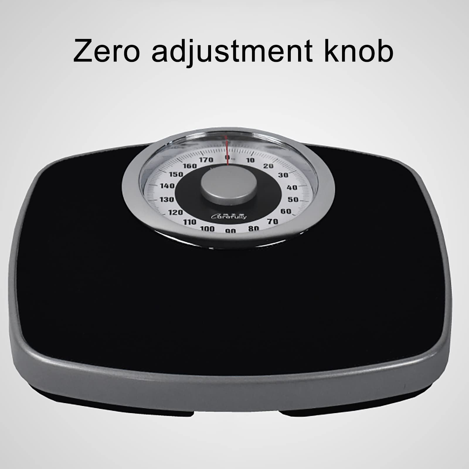 Báscula de baño mecánica/báscula analógica para peso corporal/báscula de baño de alta precisión analógica, tapete texturizado negro con plataforma de metal duradero, impermeable y antideslizante
