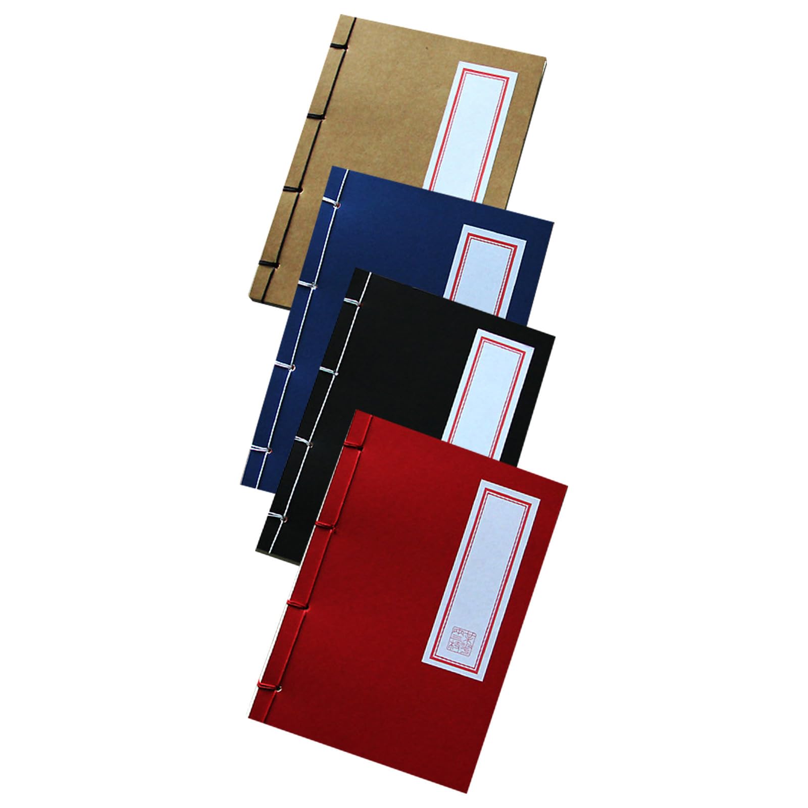 UKCOCO Cuadernos Vintage de Tapa Dura en 4 Unidades (,) Encuadernación Cosida Estilo Retro para Diario de Escritura, Bocetos y Material Escolar Portátil