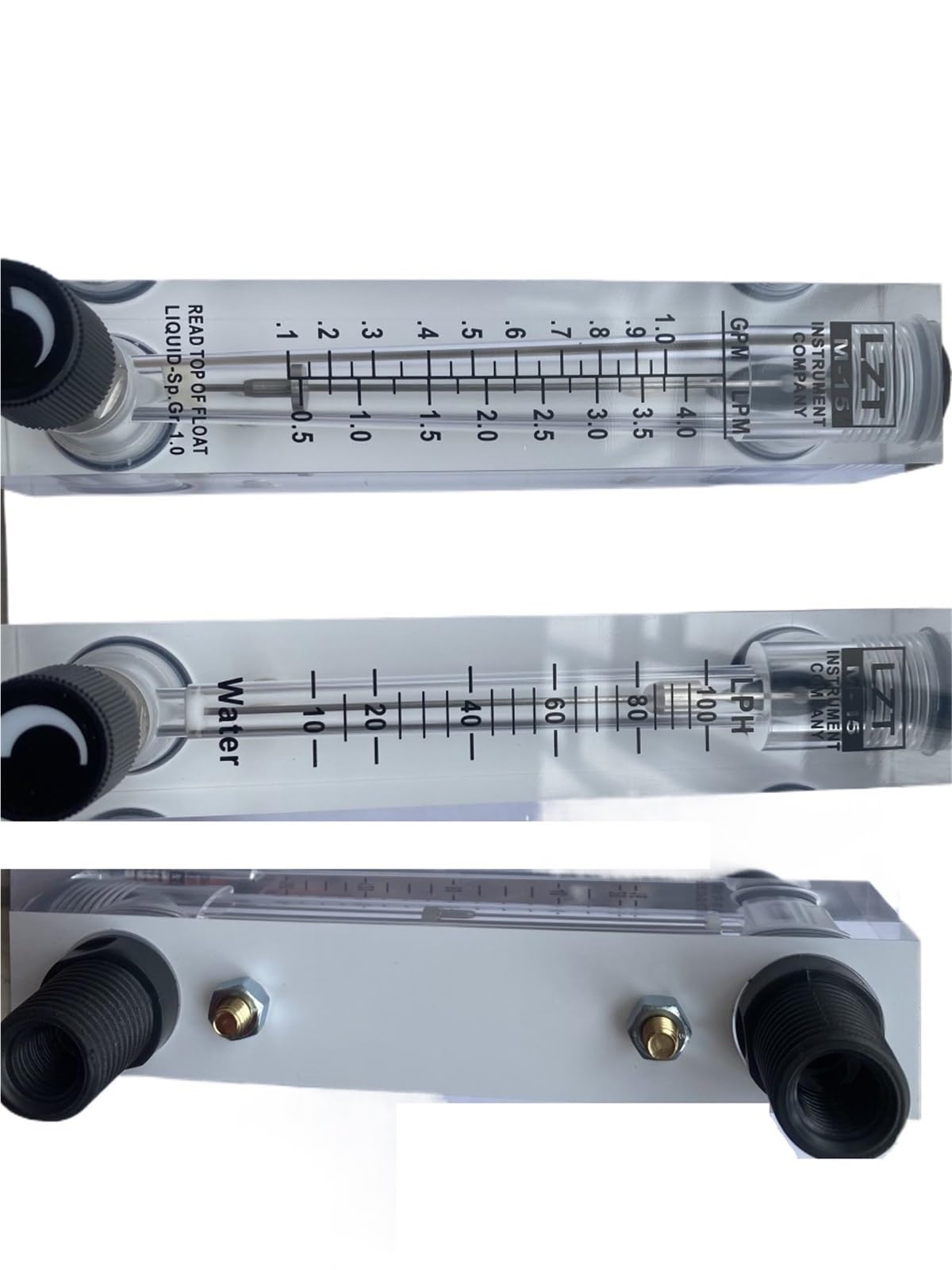 1 unidad de caudalímetro de líquido LZM-15T PMMA, rotámetro de panel con válvula de control, 0,2-2 l/min, 0,2-3 l/min, 0,5-4 l/min, 1-7 l/min, 10-100 l/h(0.2-2LPM)
