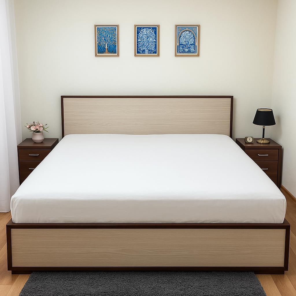 Waterproof Soft Non-Woven Mattress Protector Breathable Elastic Fitted Style Bed Cover 60″x78″ – Queen, White