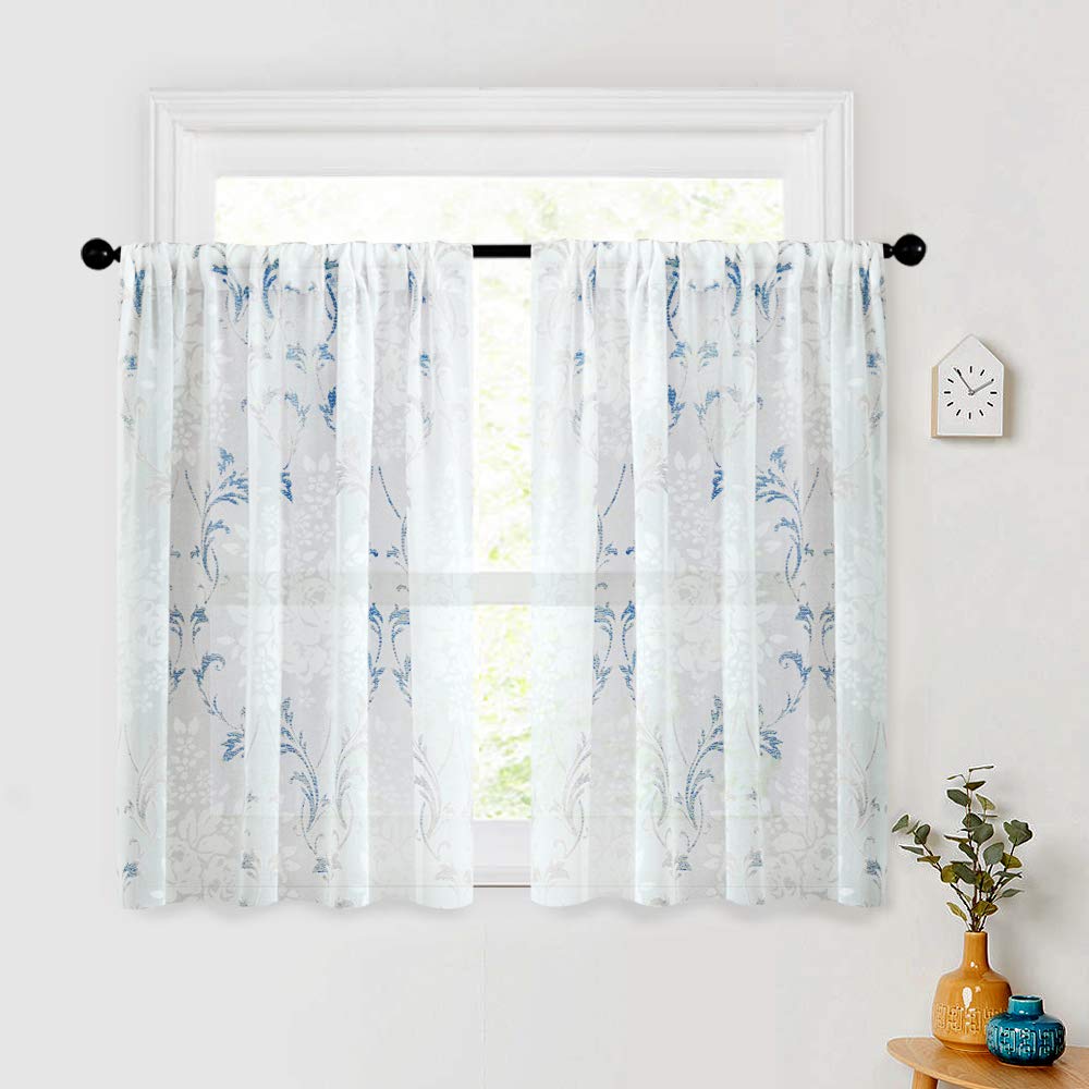 Sheer Blue Cafe Curtains Curtains & Drapes